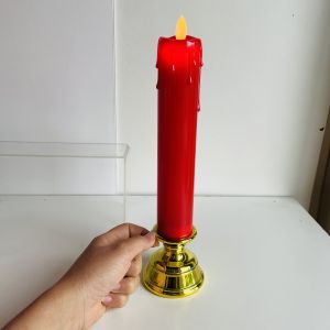 Nến Điện tử Nhựa chảy có Chân Đế dùng để Ban thờ Phật Giáo - Sử dụng Pin
