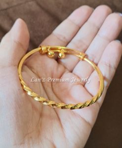 Gelang Wanita Bangle Karo Ulir Titanium Emas 24 K