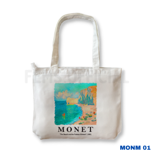 Totebag Kanvas Landscape Aesthetic Monet Tote Bag kanvas Lukisan Monet Penutup Resleting