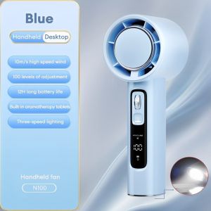 ElectroBeats N100 Portable Mini Turbo Fan with Aromatherapy LED Light and USB Charging - High-Speed Handheld Fan with Adjustable Speeds