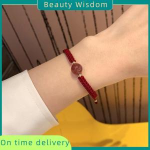 Beauty Wisdom New Obsidian Lucky Beads Strawberry Bracelet Womens Woven Couple Bracelet Gift