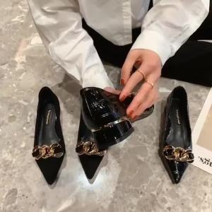 Time-limitedWomen retro pointed-toe 3cm high heel shoes office work formal shoesL83