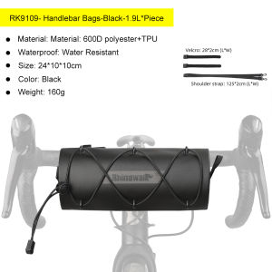 Rhinowalk Bicycle Handlebar Bag 1.9L Waterproof Multifunctional Bicycle Front Frame Bag Outdoor Travel Storage Commuter Shoulder Bag Cylinder Bag Bike Accessories