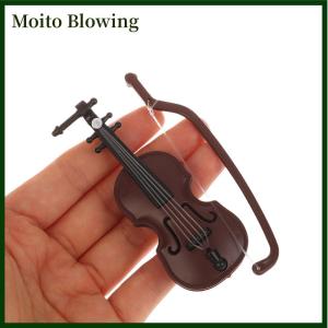 Moito Mini Miniature Violin Simulation Violin Handmade Desktop Violin Decoration Odorless Doll House Accessories