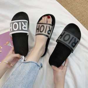 IDEALIFESHOES SANDAL OUTDOOR TEBAL TULISAN RIOH BERKUALITAS SANDAL SELOP SLIP ON FLAT RUMAH Non-slip Santai Empuk Nyaman Polos Elegan Sandal Rumah RIOH