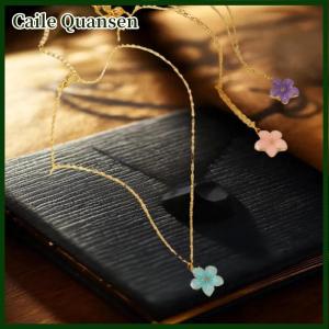 Caile New Flower Pendant Necklace For Women Romantic Cherry Blossom Choker Girls Party Wedding Neck Jewelry Gift