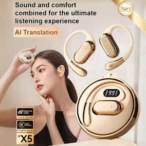 [AI Real Time Translation] High-Speed Bluetooth Smart Translation Headset//Noise Reduction Waterproof Comfortable Long-Lasting Battery Lift Bluetooth Headphones Hanging Ear Digital Display高速蓝牙・智能翻译耳机