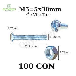 Ốc vít kèm tán M5x30mm túi 100 con - LinhKien HD audio