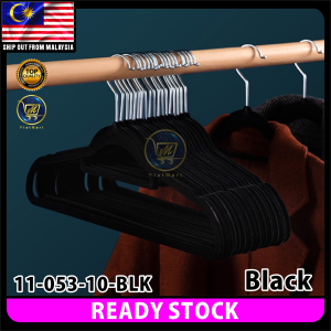 PlatMart - 10 PCS Premium Non-Slip Velvet Hanger Clothes Hanger Baju