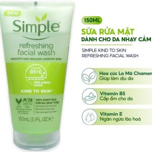 Sữa Rửa Mặt Simple Giúp Da Sạch Thoáng 150ml - Giúp Da Mềm Và Mịn Màng Hơn