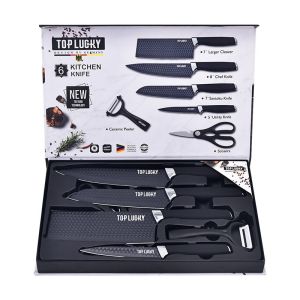 Ecowin Kitchen Knife Set 6-piece (Chefs Knife/Slicer/Multi purpose Knife/Kitchen Knife/Scissors/Gourd Planer) Kitchen Knife for Home Use