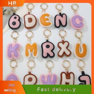 HB PU Leather Candy Color A To Z Initial Letter Keychain For Women Simple Fashion Backpack Phone Pendant Car Key Ring Jewelry Gifts