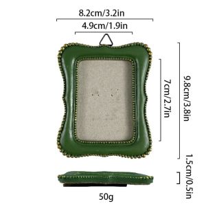 TWCEJE168 Resin Baroco Style Photo Frame Mini Green Picture Frame Ornaments Creative Exquisite Photo Display Holders Tabletop Wall Decor