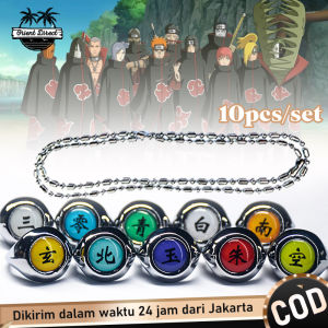 10pcs/Set Cicin Cincin Akatsuki Style Adjustable Rings Naruto Itachi Cosplay Cartoon Figure Ring With Chain