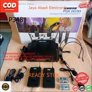 P348 MICROPHONE MIC WIRELESS PGX 242/93 MIK WIRELES NIRKABEL DOUBLE HEADSET JACK XLR BULAT MINI JEPI