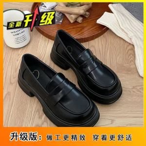 [Free Shipping] Small Leather Shoes For Women Spring And Autumn Student Style JK Thick-Soled Loafers Height-Increasing Trendy On