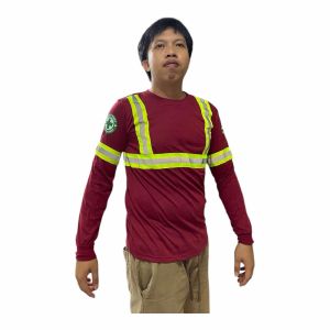 High-Visibility Reflective Safety Long Sleeve Shirt with Dual Print - Cotton Blend Sizes S/M/L/XL