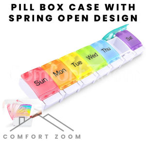 BPA Free Travel 7 Day Pill Box Case with Spring Open Design Weekly Pill Organizer