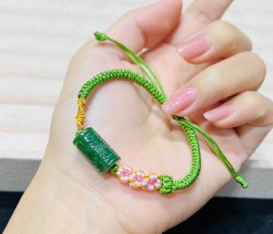 vòng tay tết mix lu thống ngọc bích tự nhiên vip. vòng tay đá phong thủy trang sức thiết kế đủ hóa đơn thẻ bảo hành