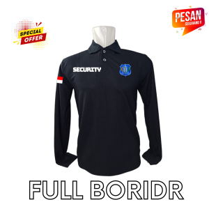 KAOS KERAH SECURITY LOGO BIRU BORDIR LENGAN PANJANG BANYAK PILIHAN WARNA BKS