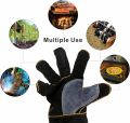 Extreme Heat & Fire Resistant Gloves Leather with Kevlar Stitching,Mitts Perfect for Fireplace, Stove, Oven, Grill, Welding, BBQ, Mig, Pot Holder, Animal Handling. 