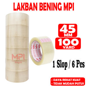 MPI BOGOR ( PROMO ) 1 SLOP [ 6 PCS ] Lakban Bening -  Lakban Coklat TE 45 mm x 100 Yard / Lakban Packing