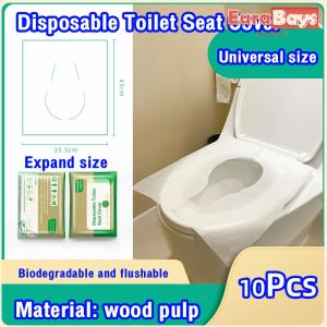 E.B. 10Pcs Eco-Friendly Travel Hotel Public Bathroom Use Paper Portable WC Disposable Toilet Seat Cover