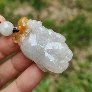 Unique Yellow Ruyi Chayote Natural Type A Jadeite Pendant with QIC approved labs certificate weight 25.27 grams 40 * 25 * 15.20 mm originate from Myanmar very suitable for daily wear (pendant119)