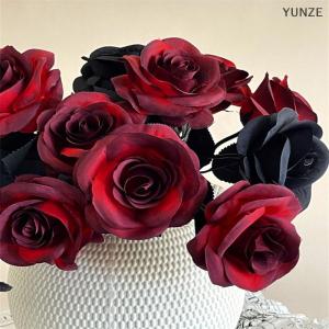 [COD] YUNZE Flower Black Silk Artificial Rose Flower Halloween Gothic Dark Flowers For Wedding Home Party Decor Simulation Flowers