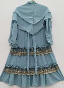 gamis syar.i anak model RK / untuk usia 5/6 taun/ gamis anak ceruti babbydoll renda kriwil