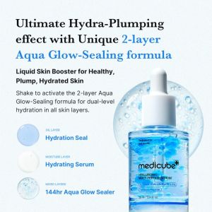 Medicube 2-Layer Hyaluronic Peptide Serum | 144HR Long Lock Moisture Skin Plumping Dual-Layer Deep Hydrating Boosting Serum 30ml