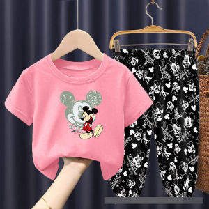 ชุดเซ็ทเสื้อยืดกางเกงขายาวเด็ก (อายุ3-10ปี) ใส่ได้ทั้งเด็กชาย และ เด็กหญิง ลายการ์ตูนสุดน่ารัก ไซส์100-140 cm. ผ้ายืดหยุ่น กางเกงเอวจ้ํา