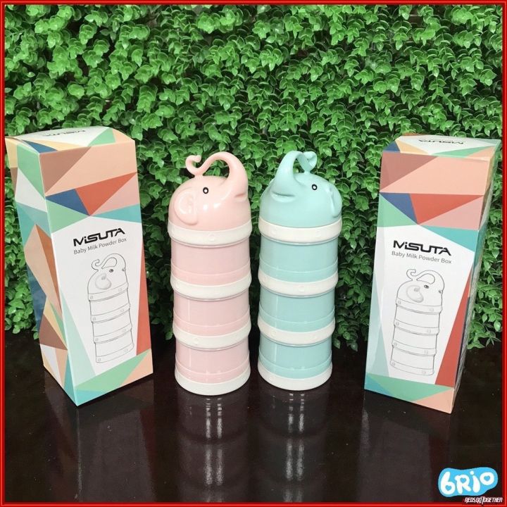Chia sữa Tầng Misuta hình Voi Gấu 3 ngăn, hủ đựng sữa bột cho bé Bebi123shop
