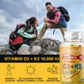 Mulittea Vitamin D3 with vitamin K2(mk7) Softgel Capsules for Boosting Calcium Absorption, Bone &joint Health, Increase Immunity 120pcs Vitamin D3+K2 Kapsul untuk Meningkatkan Penyerapan Kalsium, Kesehatan Tulang & Sendi, Meningkatkan Kekebalan Tubuh. 