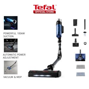 Tefal X-Force 9.60 Aqua Handstick Vacuum TY20C7 – 6 Accessories Lightweight 100AW Digital Force Motor Flex Technology LED Vision 99.9% Filtration 45-Minute Battery