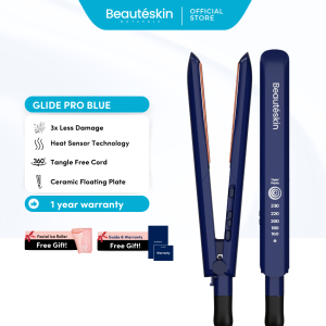 Beauteskin Naturals Glide Professional Hair Straightener and Curler 2 in 1 – Ceramic Flat Iron Portable Hair Iron for Salon and Home Use Travel Size Ceramic Styling Tool for Women Men Curly & Frizzy Hair (1 year warranty)