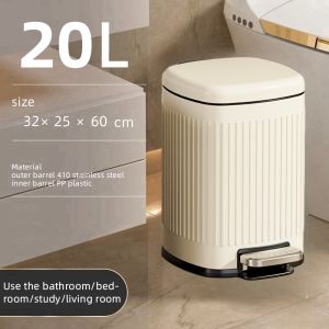 6L/8L/12L/20L/32L Stainless steel pedal trash can Narrow lidded trash can for household bathrooms,living room,bedroom