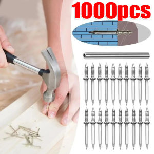1000Pcs Double-Head Seamless Nails with Sleeve / Skirting Thread Rust-Proof Fixator Wood Non-Marking Nail