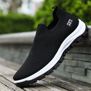 Best Sellers Men Korean Style Mesh Slip On Black Rubber Shoes Breathable Low Cut Comfort Casual Shoes For Men
