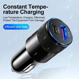 Tẩu Sạc Nhanh Điện Thoại Trên Oto 2 cổng USB Type C 66W QC3.0 Sạc Nhanh Màu Sắc Bền Đẹp (Loại Tốt)