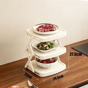 [SG]Foldable multi-layer food preparation rack for kitchen use multi-functional food storage rack