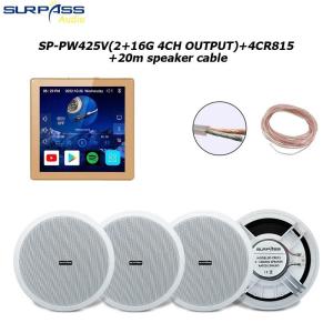 4 Inch Touch Screen Wall Amplifier Android 10 WiFi Bluetooth Smart Home Audio Panel with Alexa Voice Control Hi-Fi Stereo Background Music System Kit for In-Ceiling Speakers Ideal for Living Room