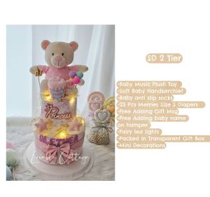 Pink Bear Diaper cake baby shower newborn hamper 100days baby gifts