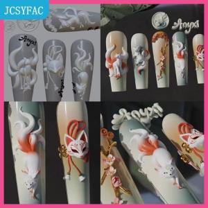 JCSYFAC  Tự làm móng tay Silicone khuôn 3D chín đuôi cáo ba chiều nghệ thuật trang trí móng tay sáng tạo khuôn móng tay rõ ràng dụng cụ làm móng