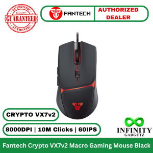 Fantech Crypto Vx7v2 Macro Gaming Mouse 8000DPI 10M Clicks 60IPS Speed Optical Black