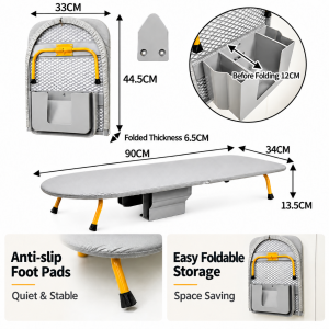 Turtle Compact Tabletop Ironing Board Heat Resistant Cover For Home Laundry Use