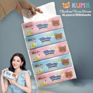 COD Good Quality 300Sheets 5PCS/Pack 100%KUMA Native Wood Pulp Extractable Thailand Facial Tissue