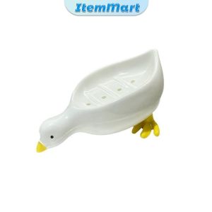 ItemMart Creative Duck Shape Soap Box Cartoon Soap Dish Drainable Soap Holder Soap Container Tray