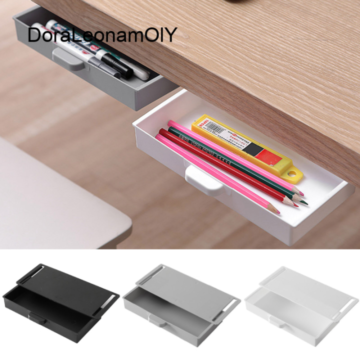 [Ready Stock] Desk Under Table Storage Boxes Hidden Drawer Organizer
