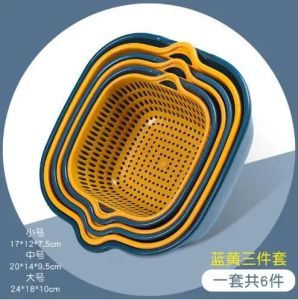OnlyF U Multifunctional Drain Basket Household Double-Layer Vegetable Washing Basket Creative Kitchen Fruit Basin R3K9L